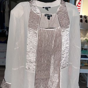 Dana Kay 3 pc matching pant suit with tank top and blazer/coat.